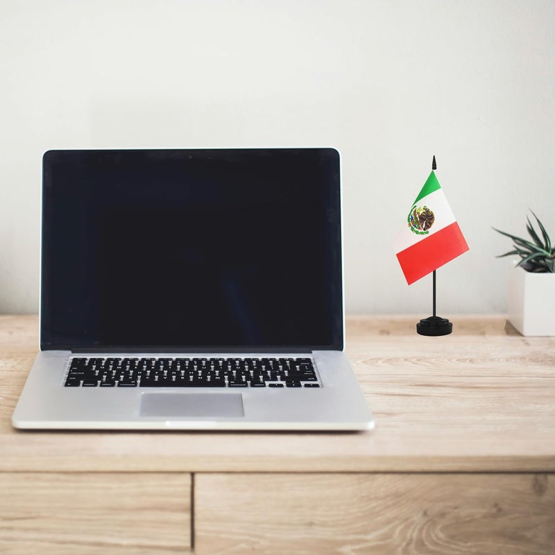 Yamiuo 2 Pack Mexico Desk Flag Set, Mexican Desktop Small Miniature Table Office Flag with 12" Black Pole and Black Base, Offices, Classroom, Home, Festival Decoration (Mexico) - Image 5